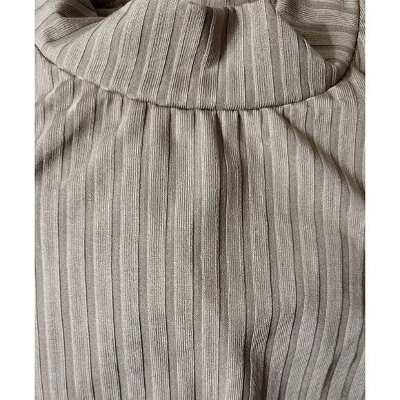 Womens Beige/Tan Ribbed Mock Neck Long Sleeve Size Small Stretchy - Picture 8 of 14